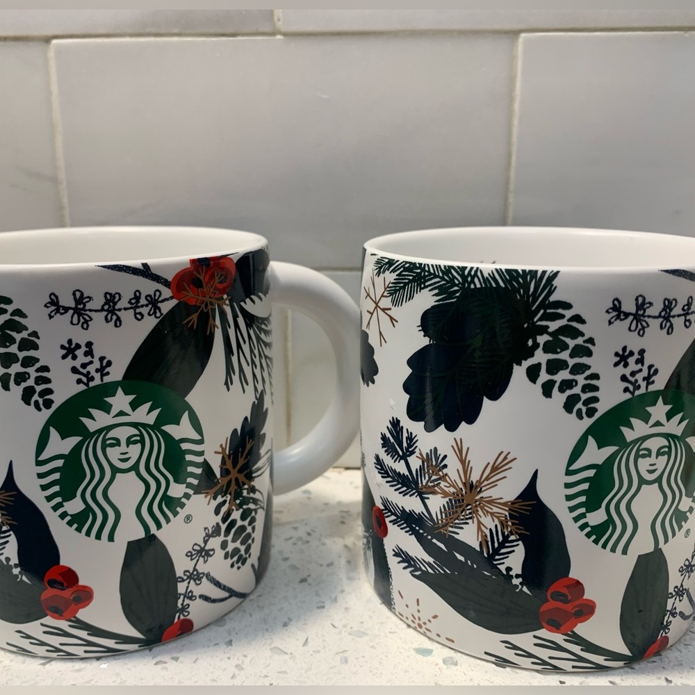 Starbucks 2021 Christmas Holiday Mug Cup Red Holly Berries Logo Ceramic 12oz